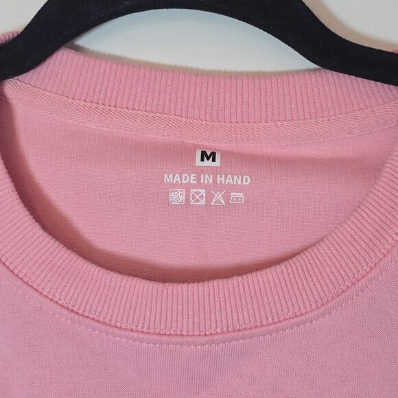 Cat Embroidered Crewneck Sweatshirt Size M Pink Hearts Black Kitten Valentines - Picture 8 of 8